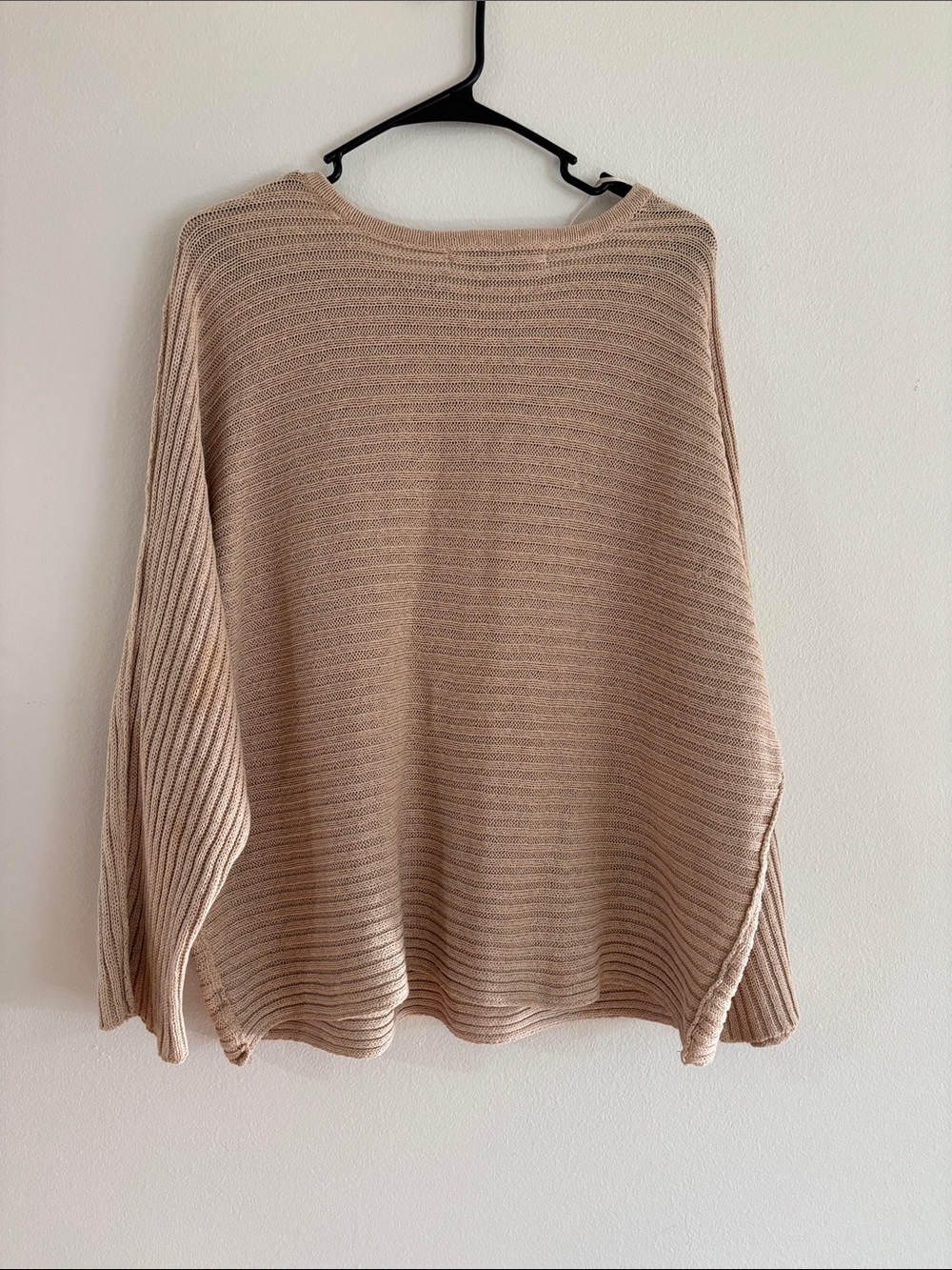 Free People Beach Imogene Sweater Size Medium Tan Ribbed Oversized Open Knit - Picture 7 of 8